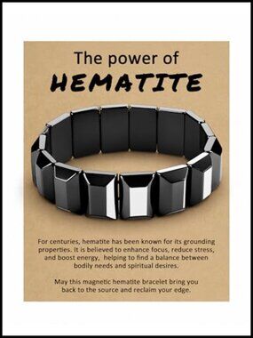 Genuine Natural Hematite Stone Magnetic Bracelet Stretch Cuff Men Women